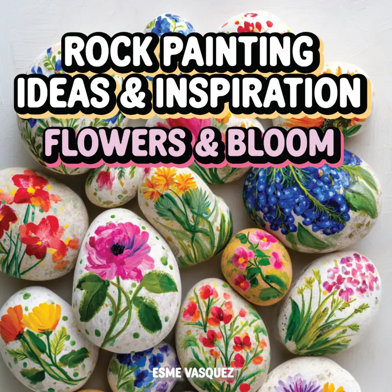 Rock Painting Ideas and Inspiration Flowers and Bloom - Esme Vasquez